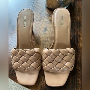 Express Women's Braided Slide heel Sandals in Nude size 6
